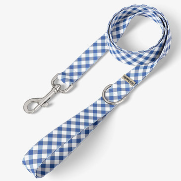 Denim Gingham Dog Leash Denim Gingham Dog Leash